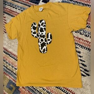 Cow Print Cactus T - Shirt with cutout - L